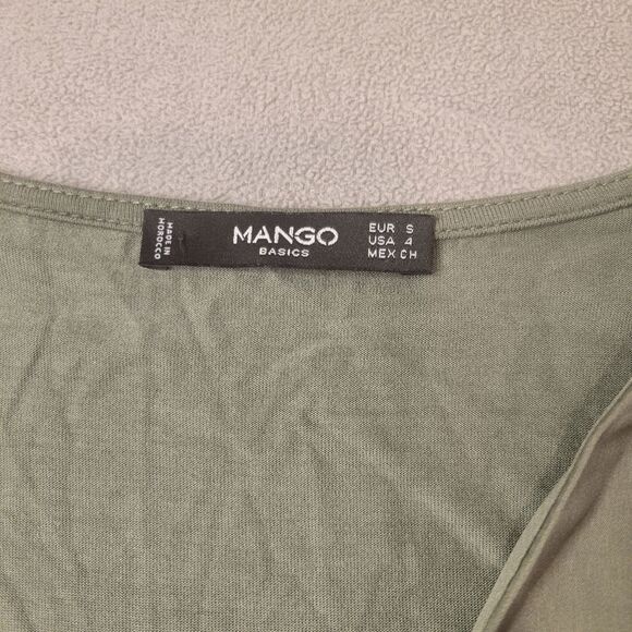 MANGO Green Floral V-Neck Dress Size US 4 - Picture 4 of 8